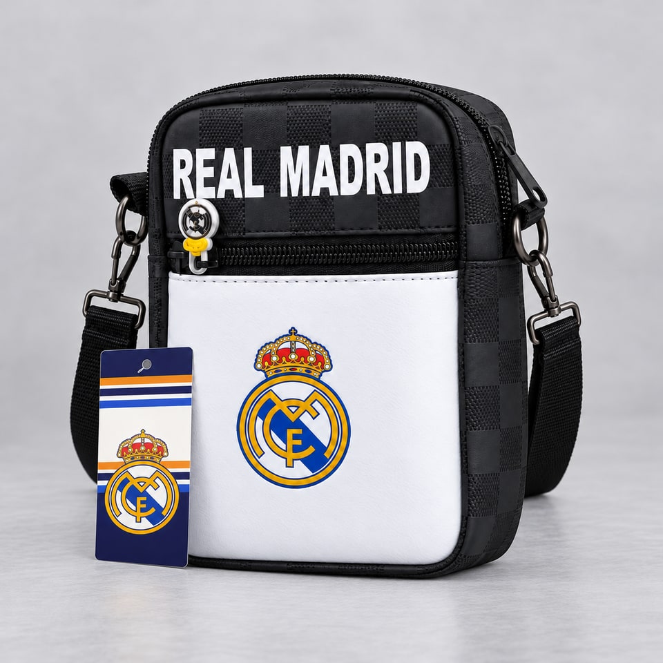 Morral portacelular - Diseno Real Madrid · Blanco y negro